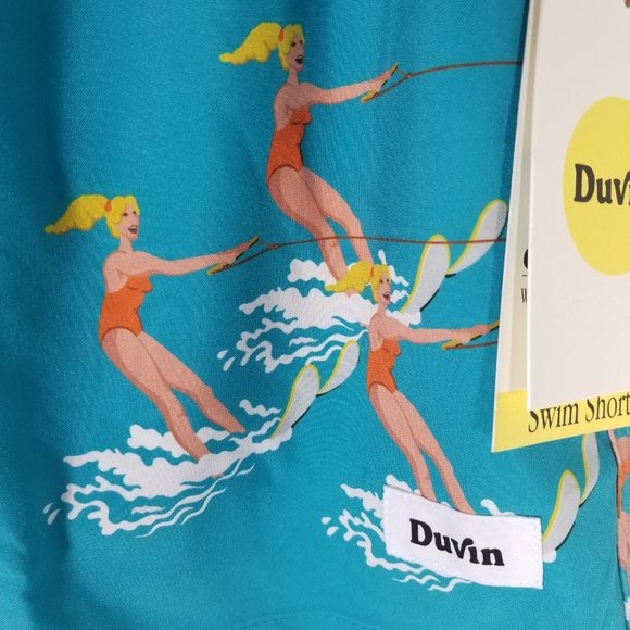 DUVIN BEACH CLUB DRAWSTRING LINED BOARD SHORTS Ski Babes Swim Shorts MEDIUM -NWT - Picture 2 of 6